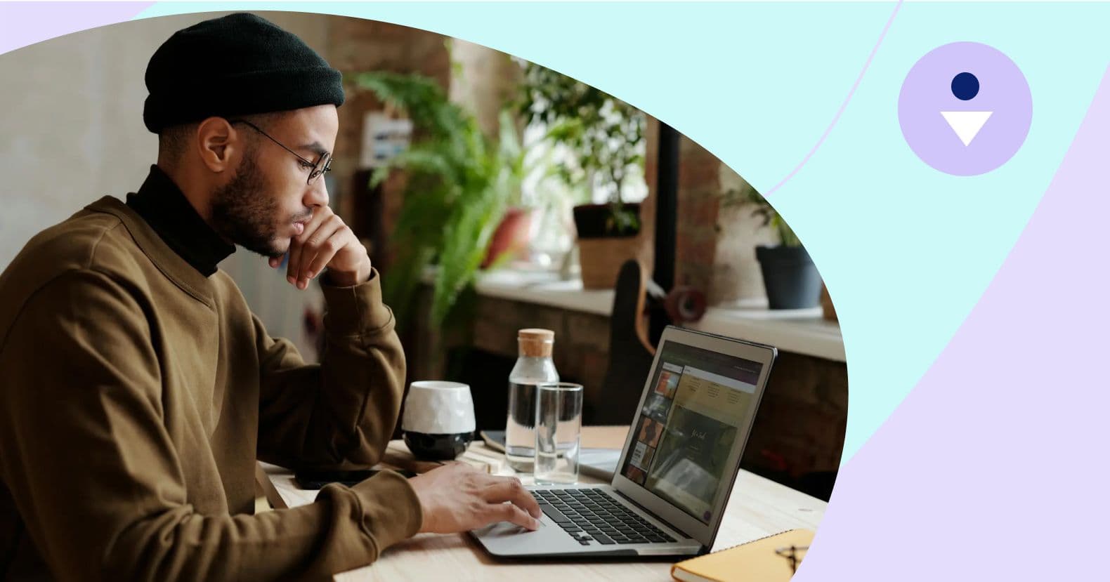 A focused professional working on a laptop in a cozy workspace surrounded by natural light and plants. This image conveys the idea of concentration and creativity, perfect for illustrating how a lead magnet funnel can attract and engage potential customers in a personalized environment.