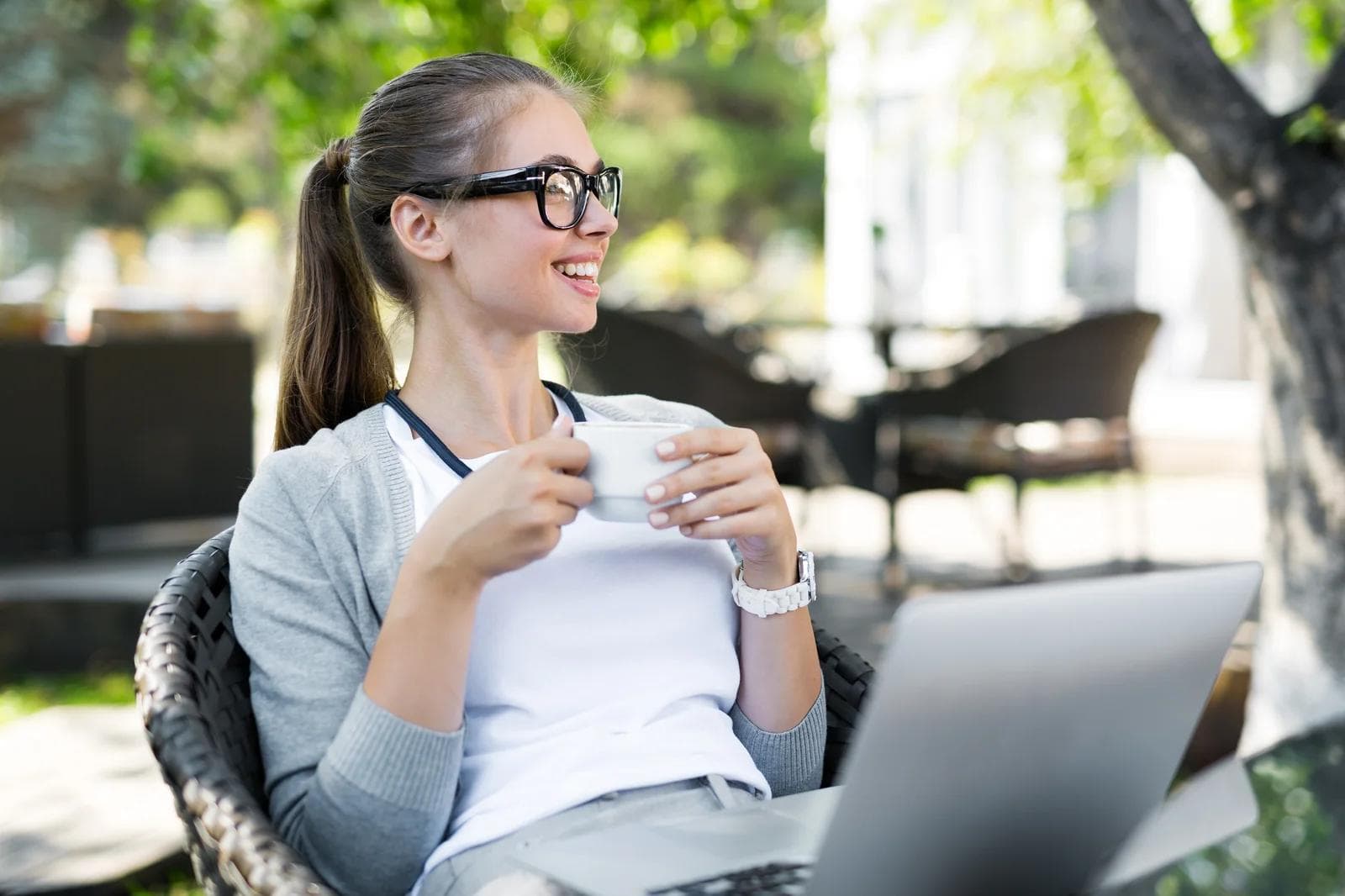 Pretty Employee Having Coffee Break 380819