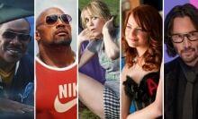 Composite of promotional images from "Beverly Hills Cop: Axel F," "Pain & Gain," "Easy A," "Bridesmaids," and "Always Be My Maybe."