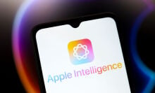 Apple Intelligence logo on iPhone screen