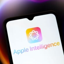 Apple Intelligence logo on iPhone screen