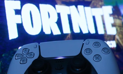 game controller and fortnite logo