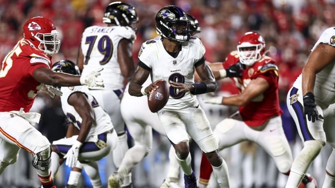 Baltimore Ravens playing the Kansas City Chiefs