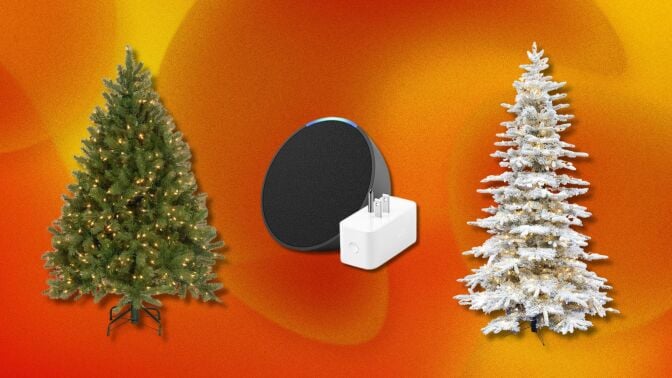 artificial christmas trees and echo pop and smart plug