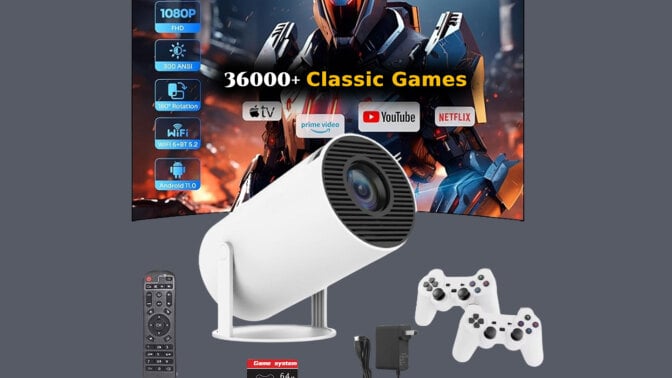 HD Gaming Projector with accessories