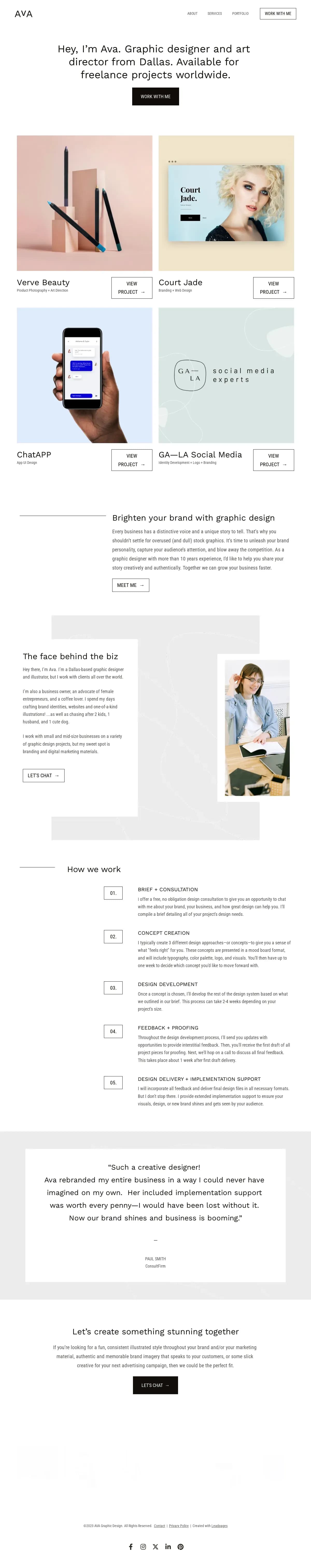 Design Portfolio website template by Leadpages