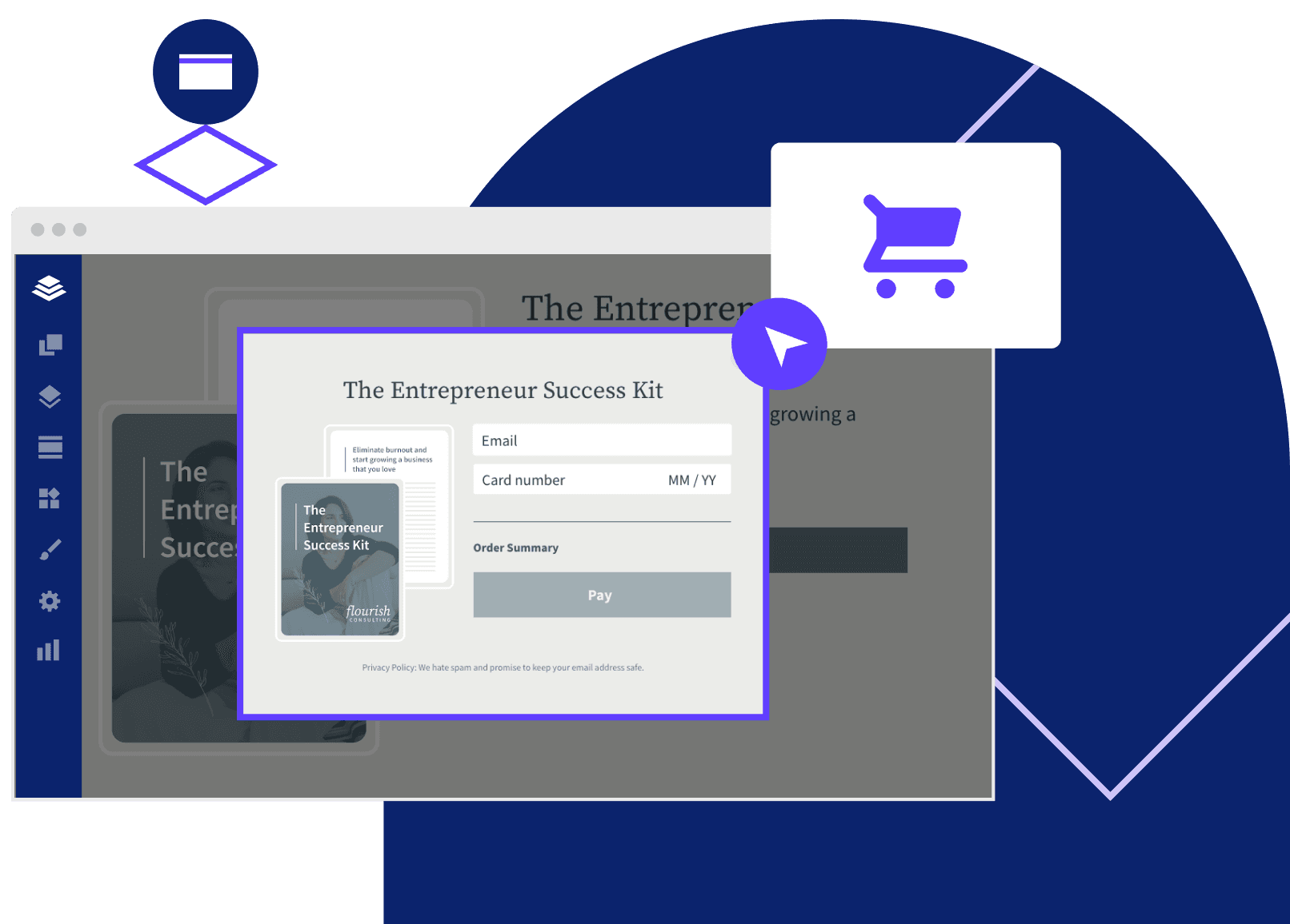 a leadpages checkout purchase form and shopping cart tool for selling a success kit online