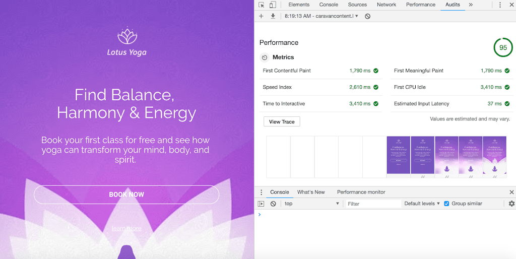 speed test lighthouse audit example