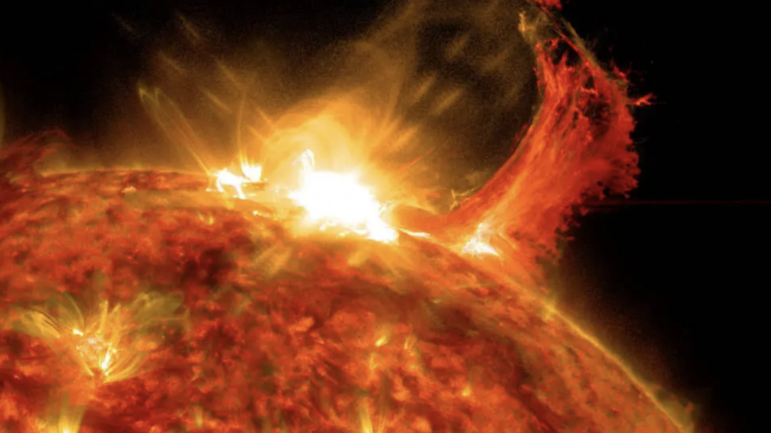 A solar flare on the sun as observed by NASA’s Solar Dynamics Observatory in October 2014.