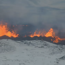 Fountains of lava erupting on Iceland's Reykjanes peninsula on Dec, 19, 2023.