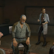 Characters in Batman: Arkham Shadow gather for a group therapy session. 