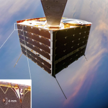 NanoAvionics recently spotted a small hole on its MP42 Satellite, which was caused by an impact. 